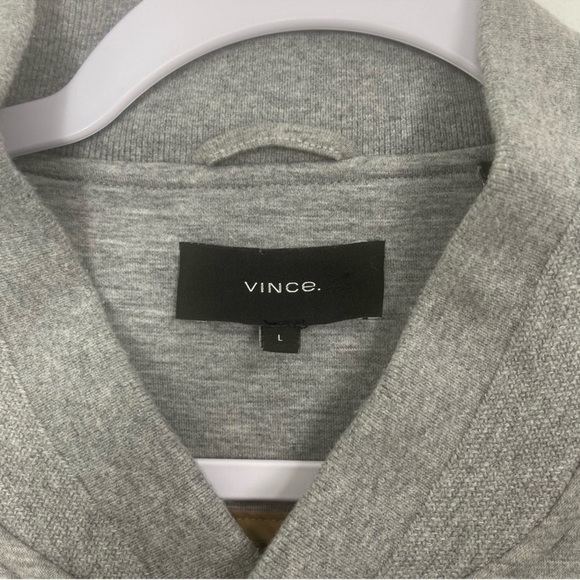 VINCE Men’s Knit Bomber Jacket Grey Gray Size Large As Seen On Freddie Benson - Picture 7 of 16